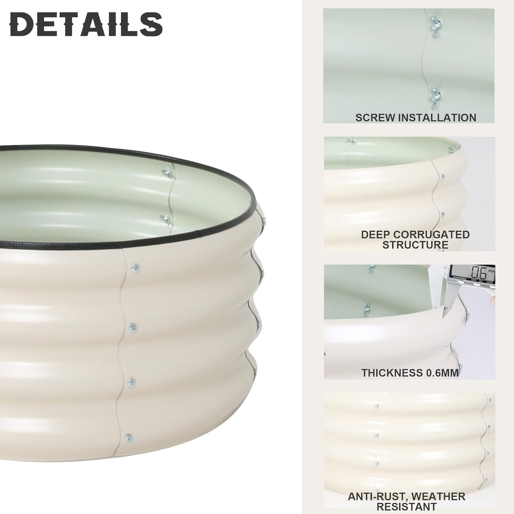 Galvanized Raised Garden Bed Kit Outdoor Metal Garden Planter Box for Backyard Gardening, Planting Vegetables, and Patio (Dia23.6"x11.8")