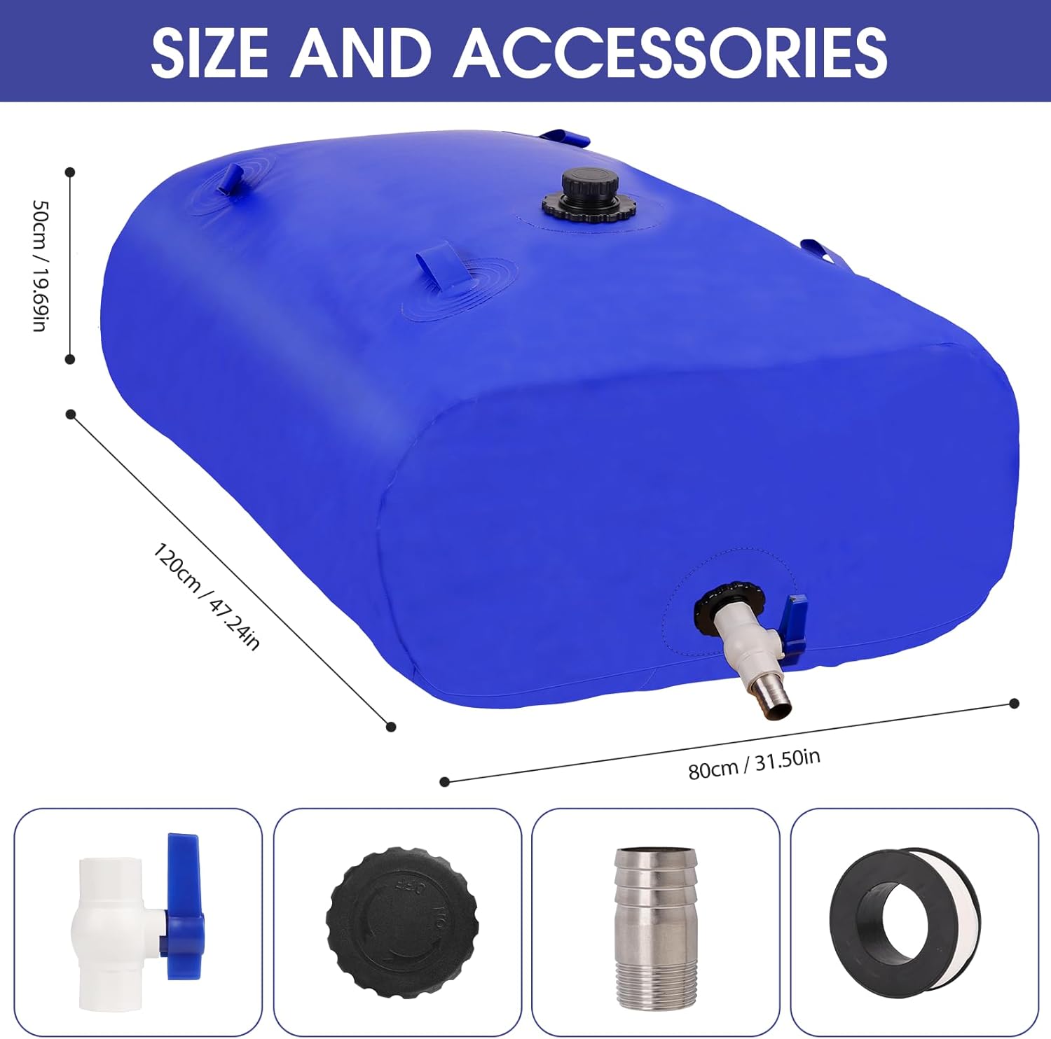 500L/132gal Foldable Water Bladder Storage Container - Large Capacity Soft Water Bag for Drought Resistance, Fire Prevention, and Emergency Water