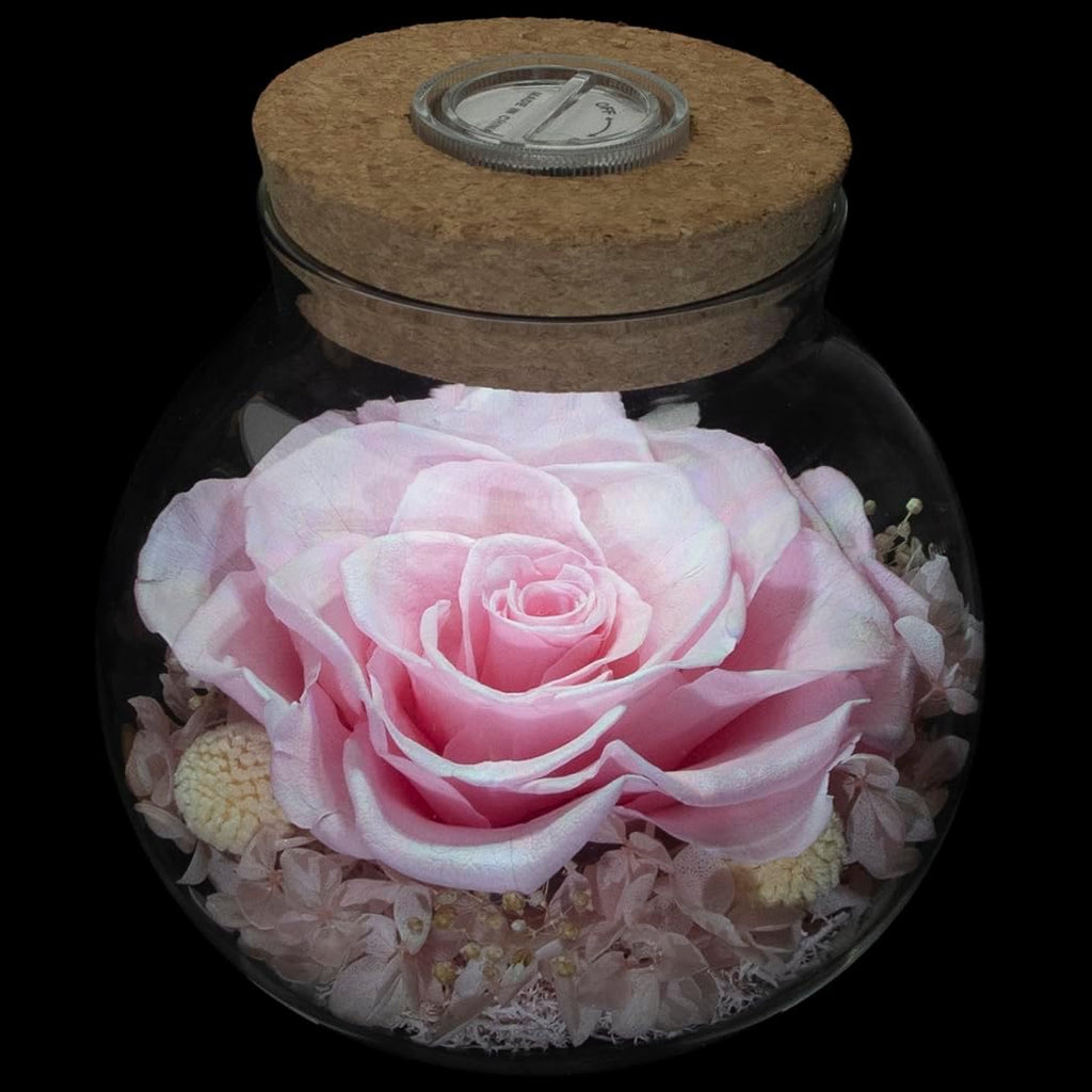 Preserved Real Roses with Colorful Mood Light Wishing Bottle, Eternal Rose，Never Withered Flowers, for Bedroom Party Table Decor, Christmas Decorations, a Gifts for Women 1pcs Pink