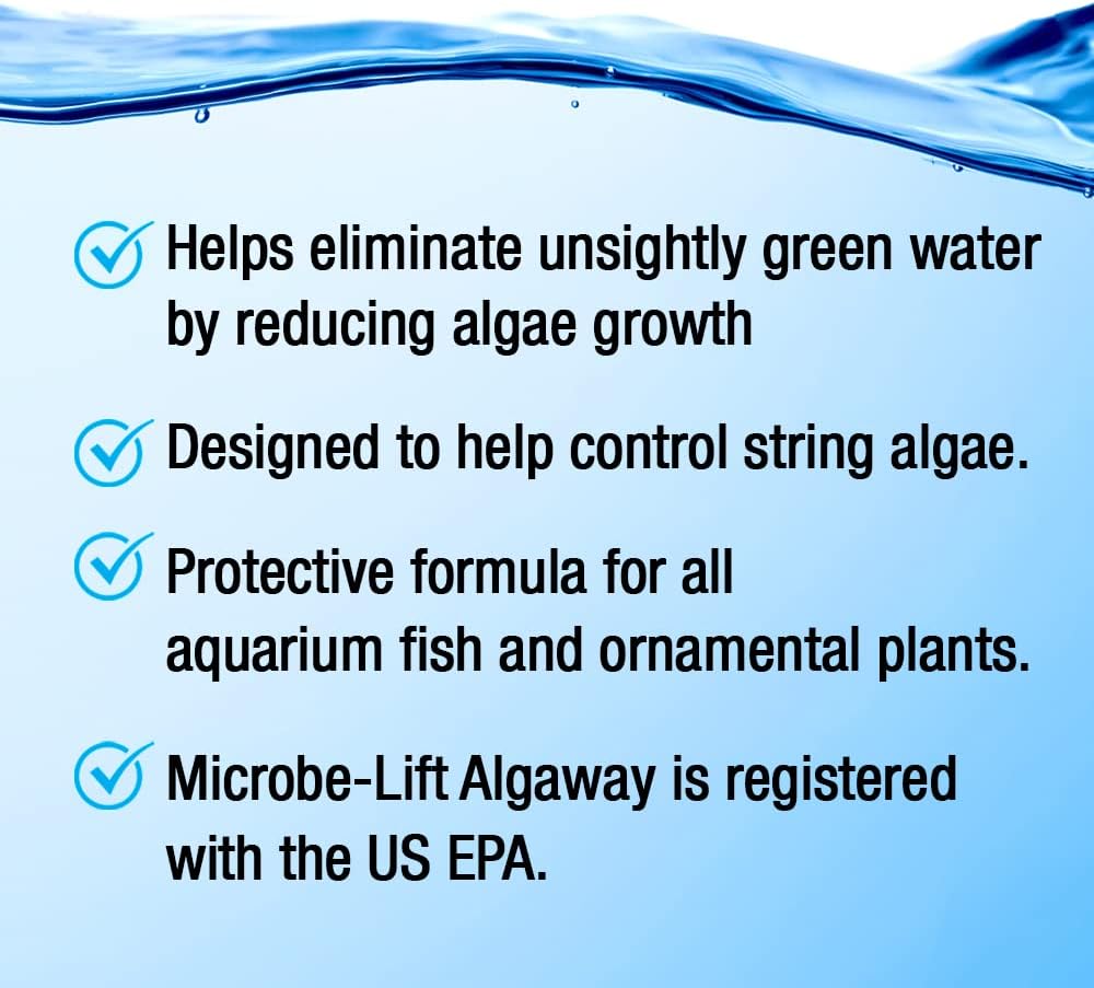 MICROBE-LIFT ALGAA08 ALGAWAY 5.4 Algae Control for Fresh and Salt Water Home Aquariums, 8 Ounces