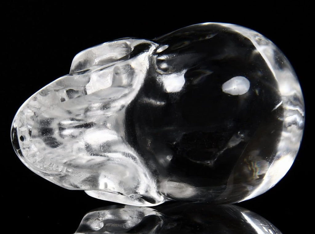 Skullis 2.0" K9 Crystal Skull, Hand Carved Gemstone Fine Art Sculpture, Reiki Healing Stone Statue.