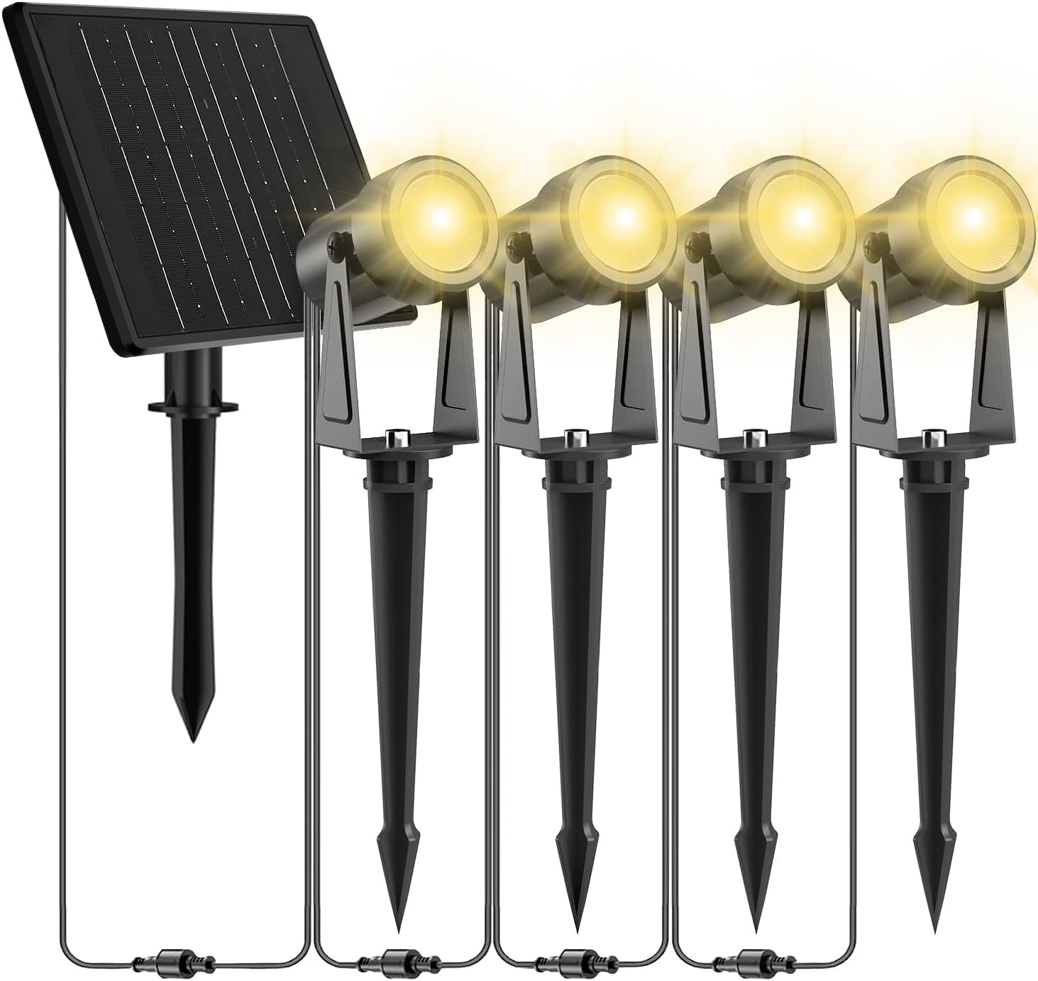 ZYAN Solar Landscape Spotlights Outdoor Waterproof IP65, Bright Solar Powered Garden Yard Spot Lights for Outside Plant, Tree, Pathway, Auto On/Off Wall Lights for Walkway, Lawn, Pool Areas-4 Pack