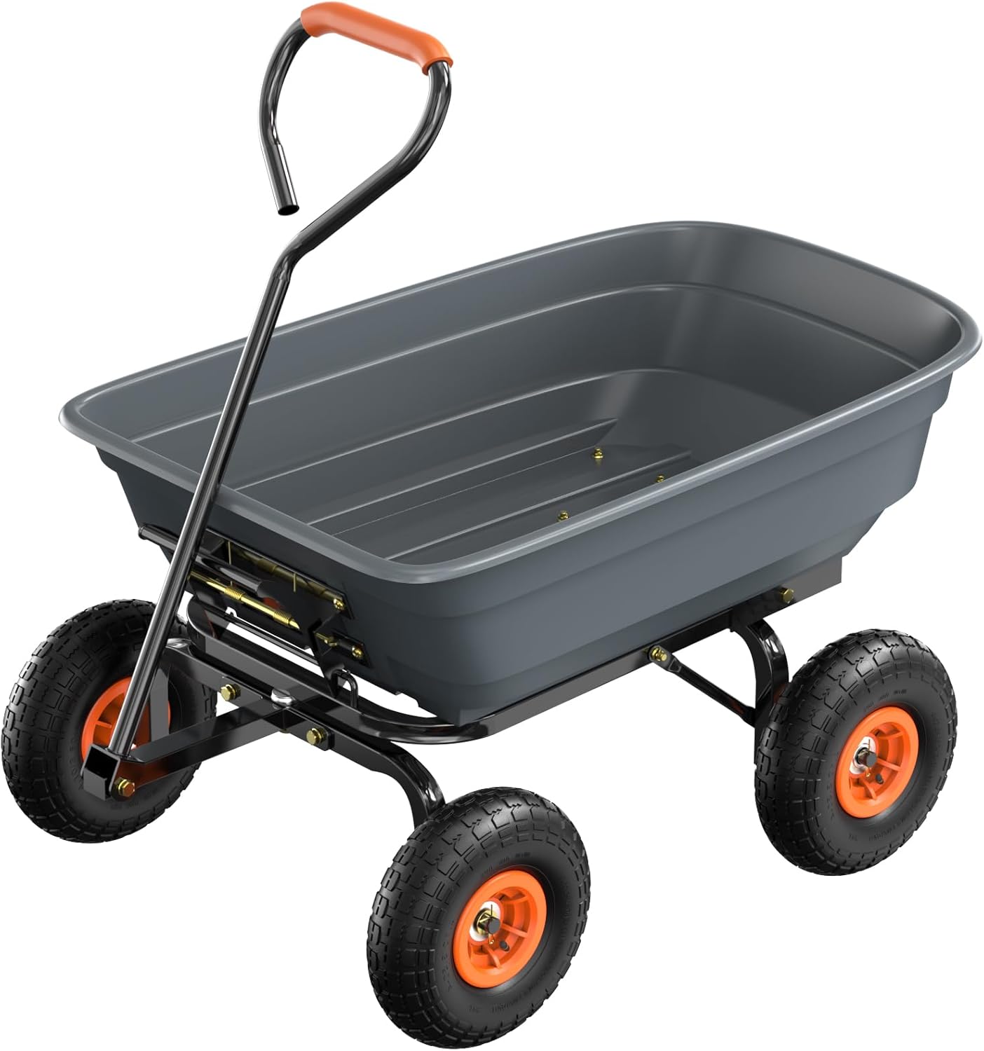 VINGLI Dump Cart Wagon, 440LBS Quick-Release Dump Wheelbarrow, All-Terrain 10" Tires Garden Wagon for Yard, Lawn and Outdoor Use