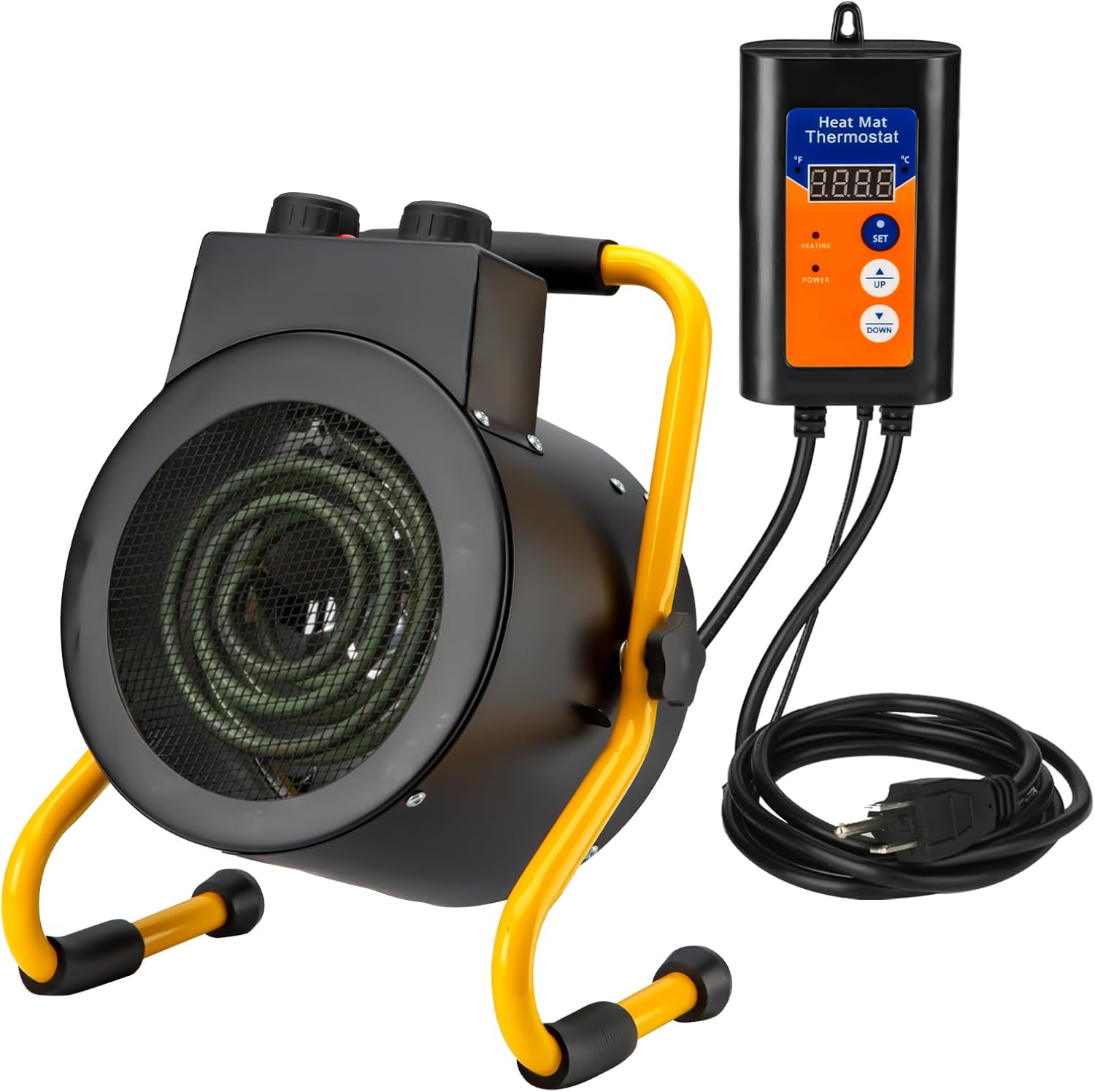 Greenhouse Heater with Digital Thermostat, Green House Heater for Plants,1500W Electric Grow Tent Heaters, Overheat Protection, Fast Heating for Green House, Flower Room, Black