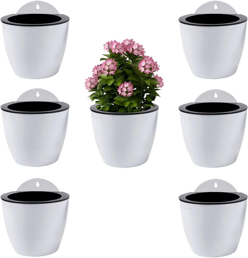 ShoppeWatch Wall Planters for Indoor Plants 7 Pack | Hanging Planters Large 7 Inch with Hooks | Wall Pots for Plants | 7.28 x 6.1 inches - PL35