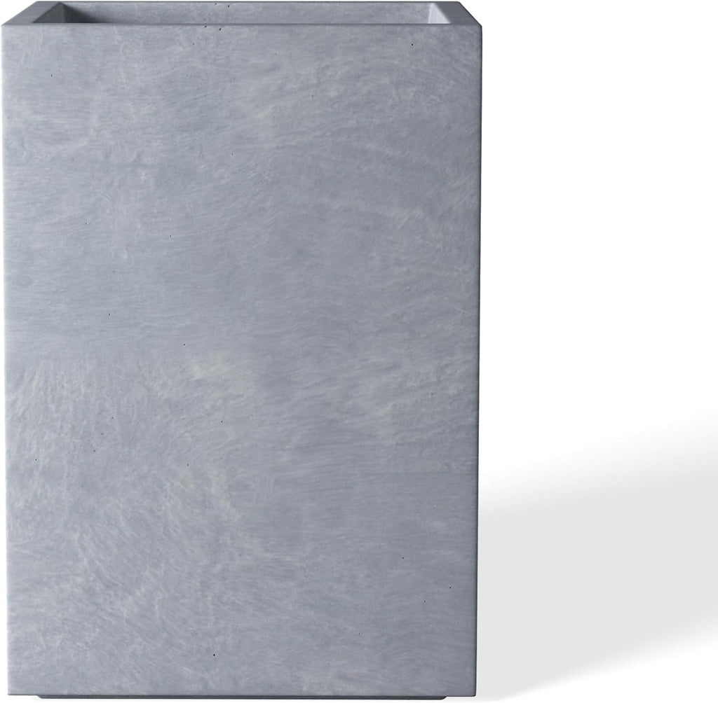 Kante 18.5" H Tall Rectangular Concrete Planters, Outdoor Indoor Lightweight Plant Pots with Drainage Hole and Rubber Plug, Modern Style for Home Garden Patio, Slate Gray