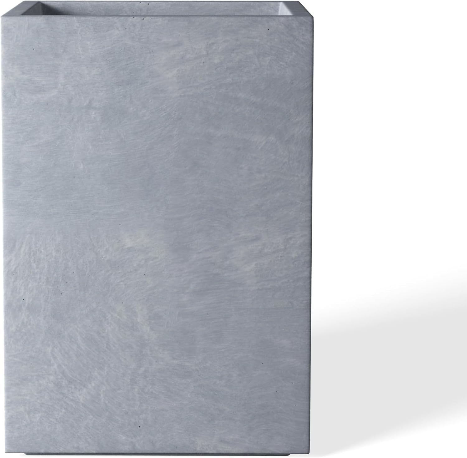 Kante 18.5" H Tall Rectangular Concrete Planters, Outdoor Indoor Lightweight Plant Pots with Drainage Hole and Rubber Plug, Modern Style for Home Garden Patio, Slate Gray