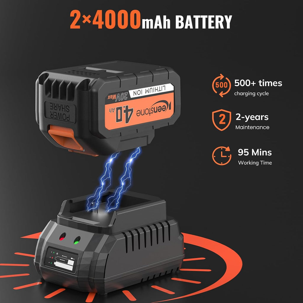 Keenstone Leaf Blower, Cordless Leaf Blowers Max 620-CFM 120-MPH with 2 * 4000mAh Batteries and 2*Fast Chargers, Lightweight Leaf Blower Cordless with 3 Speed Modes for Patio, Lawn, Yard, Leaves 40V