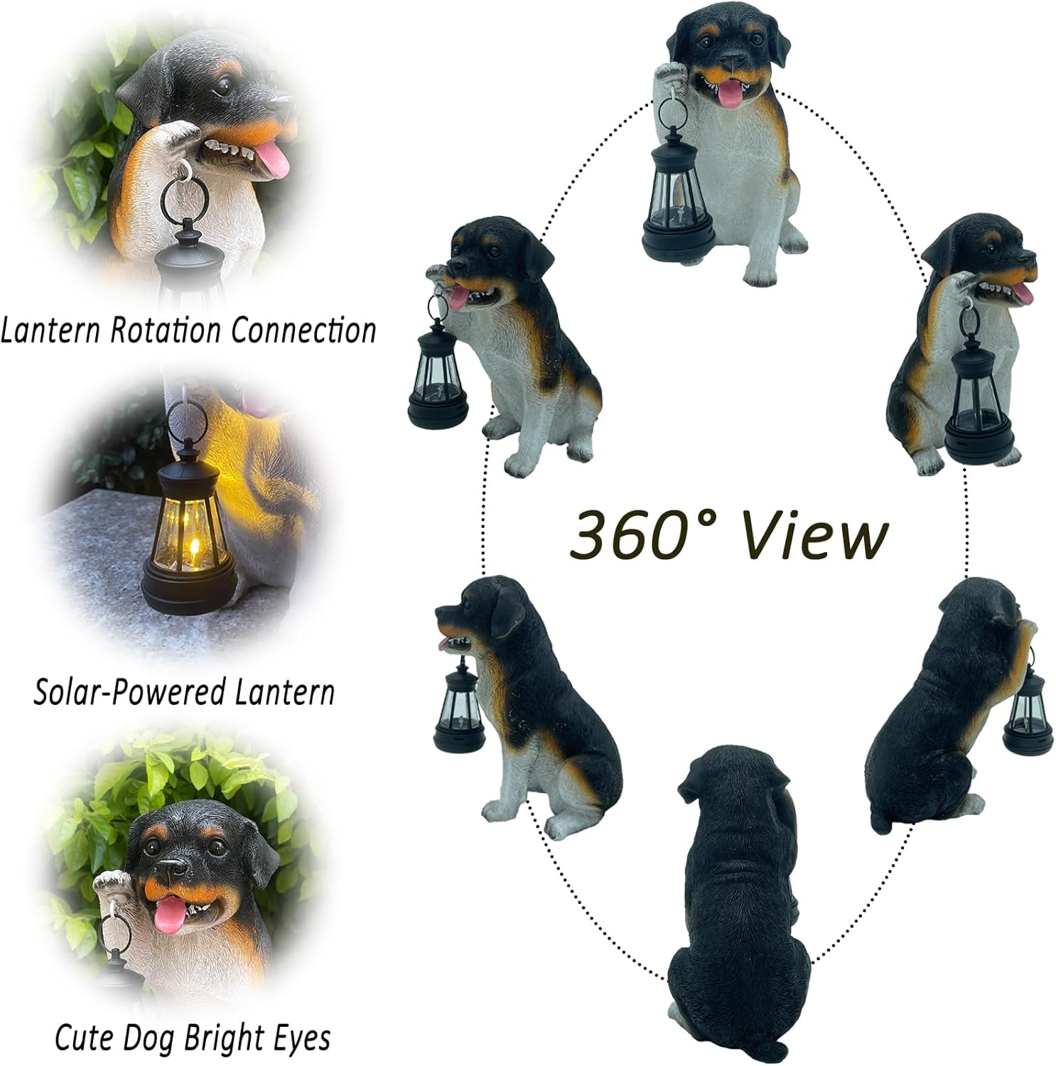Solar Garden Statues Dog Figurine with LED Light Lantern Outdoor Art Decor for Patio Lawn Yard Housewarming Home Ornaments Gifts for Dog Lovers Mom Grandma Women