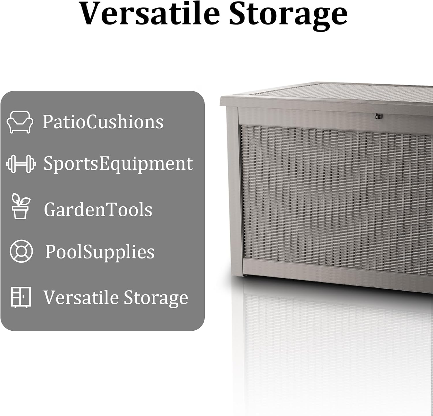 320 Gallon Waterproof Deck Box, Lockable Resin Storage Box for Patio Furniture Cushions Garden Tools and Outdoor Delivery Storage, Coffee