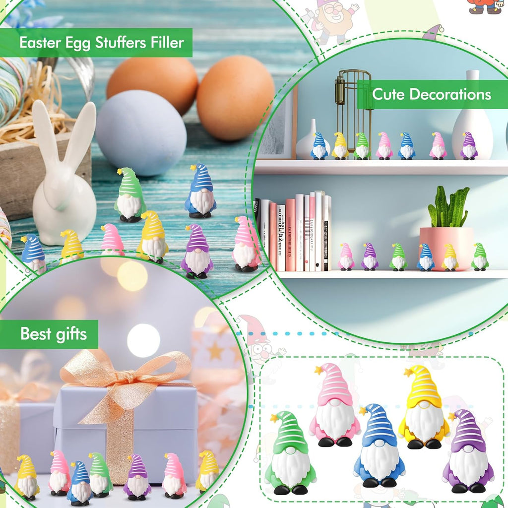 12 Pcs Luminous Mini Gnomes Figurines Fairy Glow in Dark Garden Miniature Gnome Figurines Decor Funny Poses Garden Yard Home Patio Lawn Backyard Hide See DIY Craft