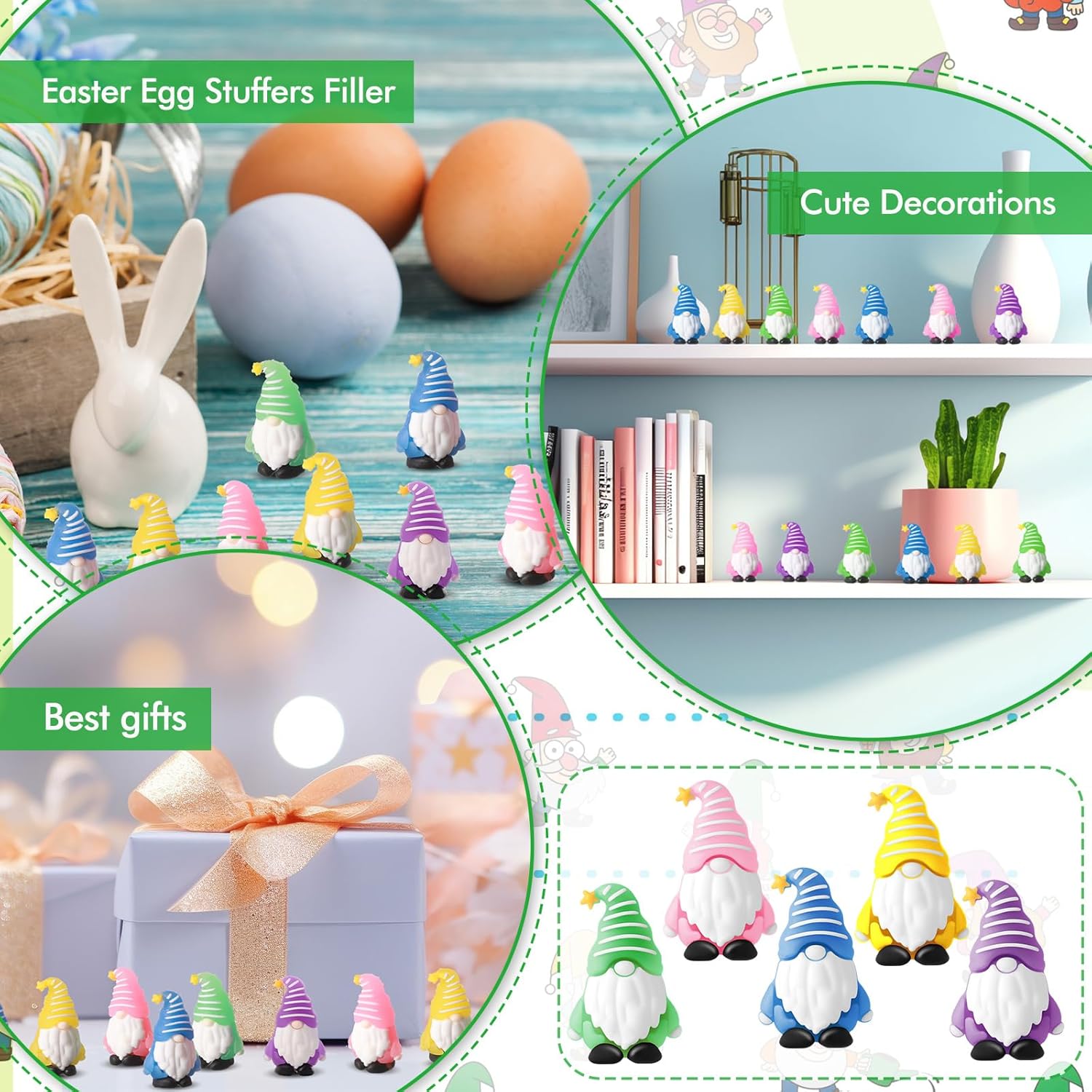 12 Pcs Luminous Mini Gnomes Figurines Fairy Glow in Dark Garden Miniature Gnome Figurines Decor Funny Poses Garden Yard Home Patio Lawn Backyard Hide See DIY Craft