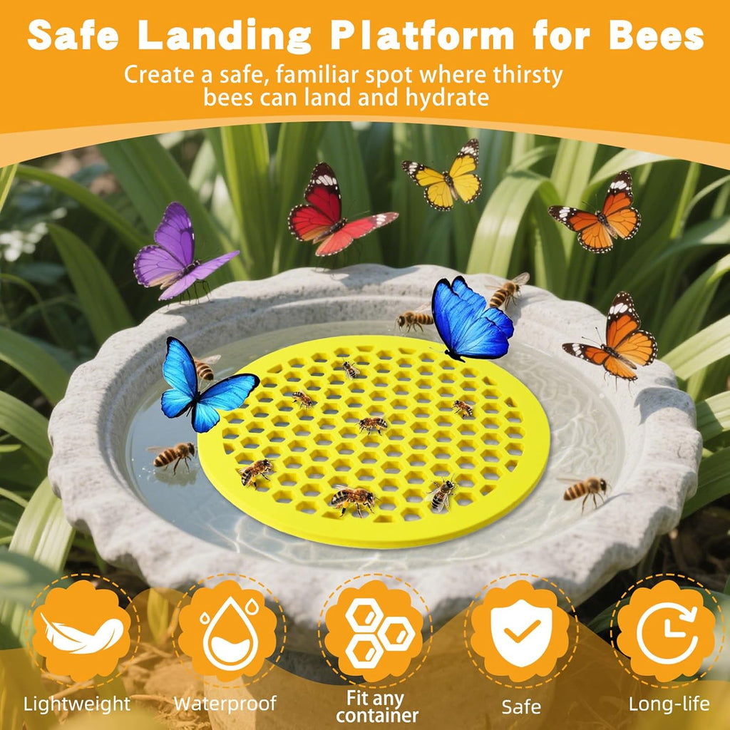 4 Pcs Bee Watering Station for Garden, 7.87 Inch Floating Bee Island for Pond/Farm/Fountain, No Assembly Required Bee Bath, Butterfly Feeder, Outdoor Garden Decor