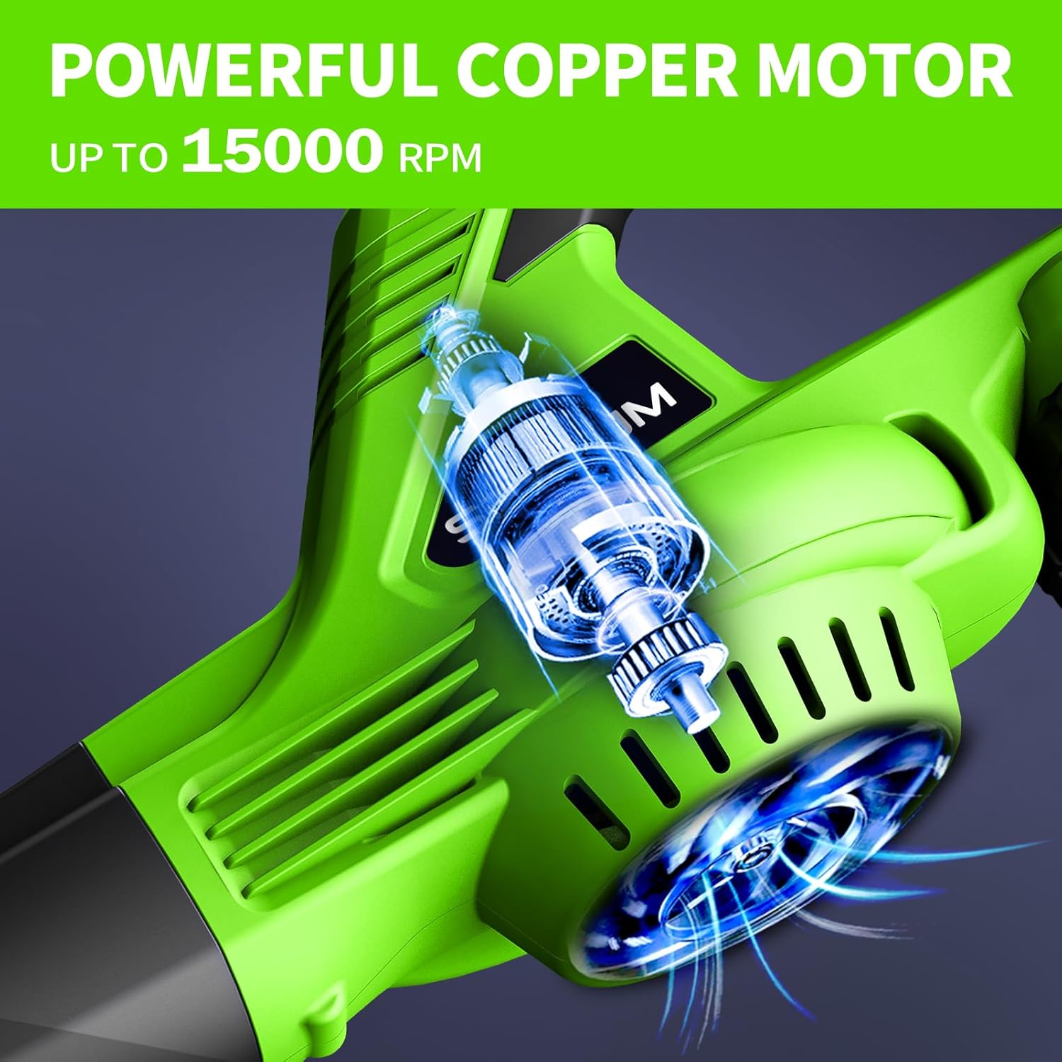 SEYVUM Leaf Blower, 20V Cordless Blower with 2 x 2.0Ah Battery, Electric Leaf Blowers for Lawn Care, 320 CFM 150 MPH Battery Powered Leaf Blower, for Patio, Garden Cleaning, Fast Charger, Grass Green