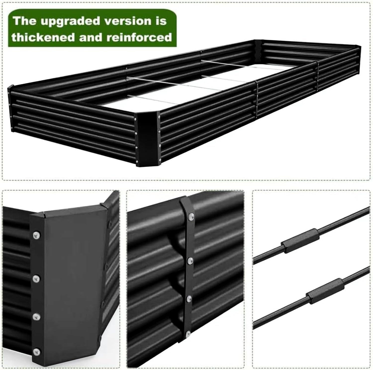 Land Guard 12×4×1ft Galvanized Raised Garden Bed Kit for Vegetables 2 Pack, Galvanized Super Large Metal Planter Raised Garden Boxes Outdoor (Gray)