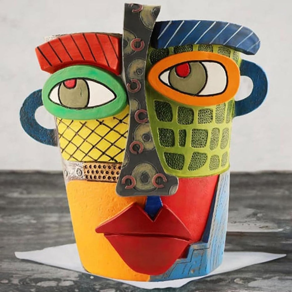 Picasso Pot, Face Planters, Plant Pots Sanxingdui Style, Abstract Head Planter, Handcrafted Planter Resin - Cute and Funky (Retro + Modern)