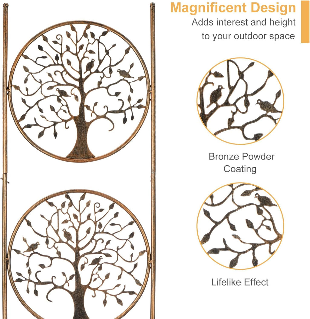 SUNNYPARK Set of 2 Tree in Life Metal Garden Trellis for Climbing Plants, Decorative Vegetables Flowers Vine Trellis for Outdoor Patio 55'' H x 12.4'' W