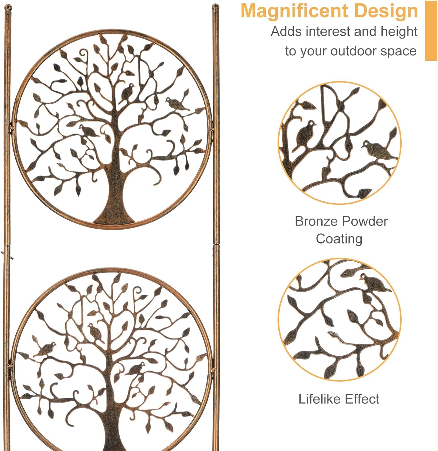 SUNNYPARK Set of 2 Tree in Life Metal Garden Trellis for Climbing Plants, Decorative Vegetables Flowers Vine Trellis for Outdoor Patio 55'' H x 12.4'' W