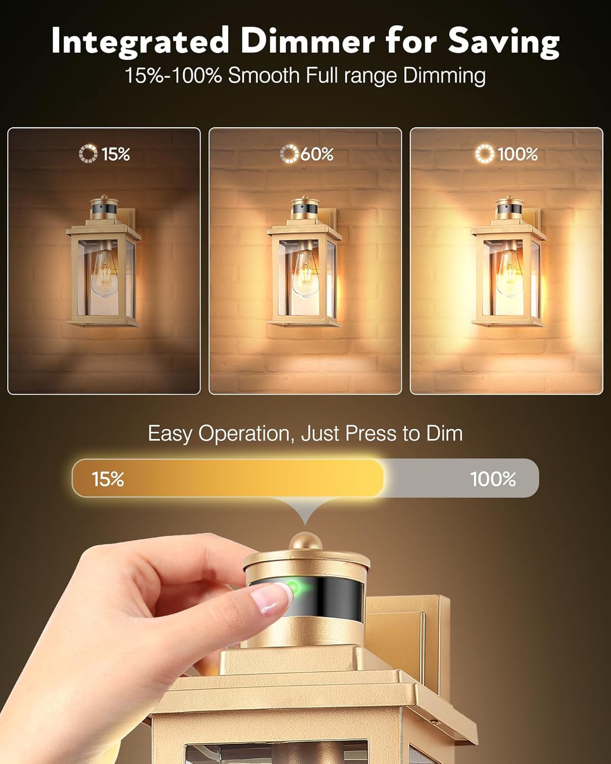 VIANIS Motion Sensor Outdoor Wall Lights Sconce, 2 Pack Dusk to Dawn Outdoor Light Fixture, Gold Waterproof Outdoor Motion Sensor Light for House, Doorway, Entryway, Garden,Hardwired, Non-Solar