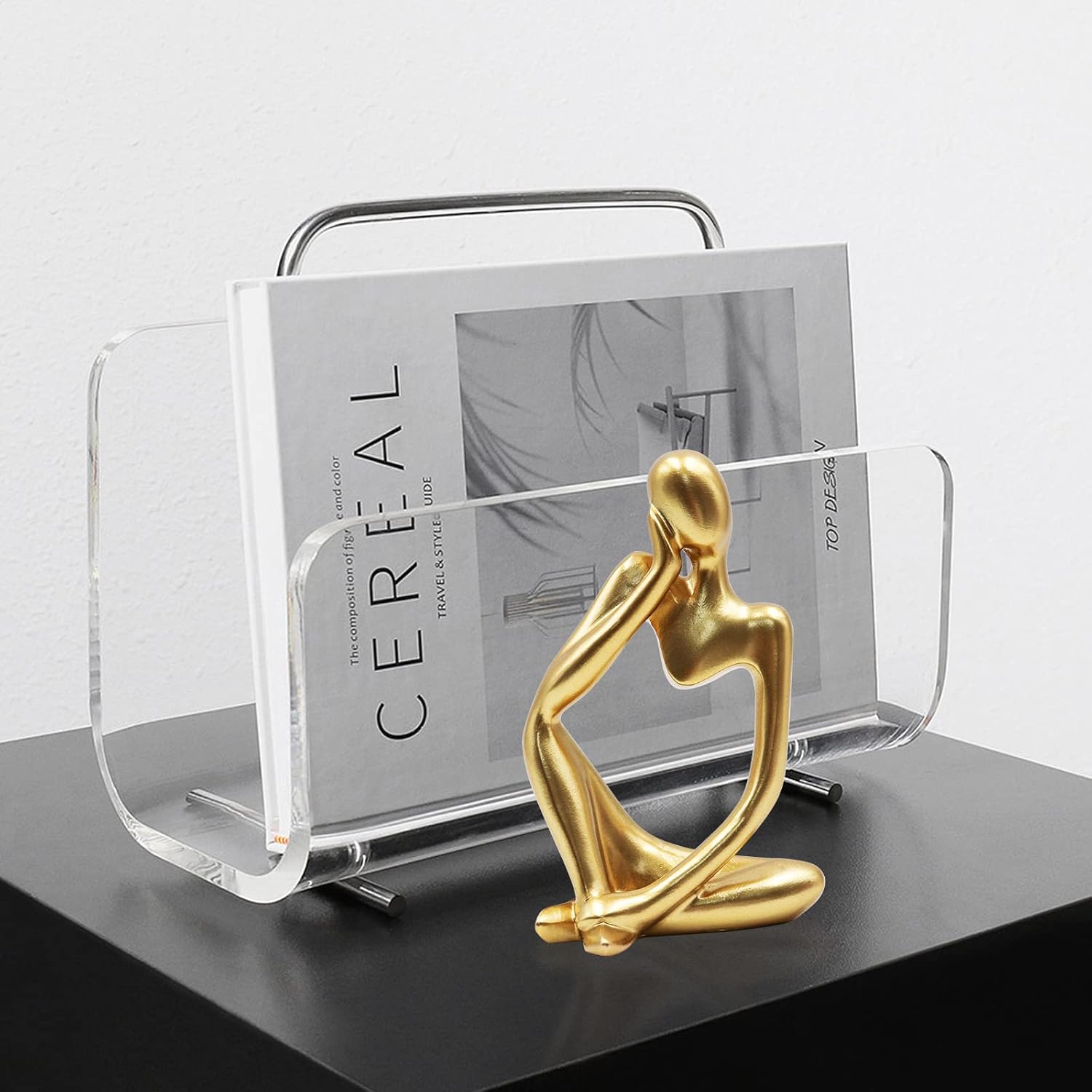 Thinker Statues and Sculptures, Resin Thinker Statue Ornaments, Abstract Style Sculptures, Housewarming Gifts, Housewarming Decorations, Living Room Dining Desk Decorations(Gold Right, Small)