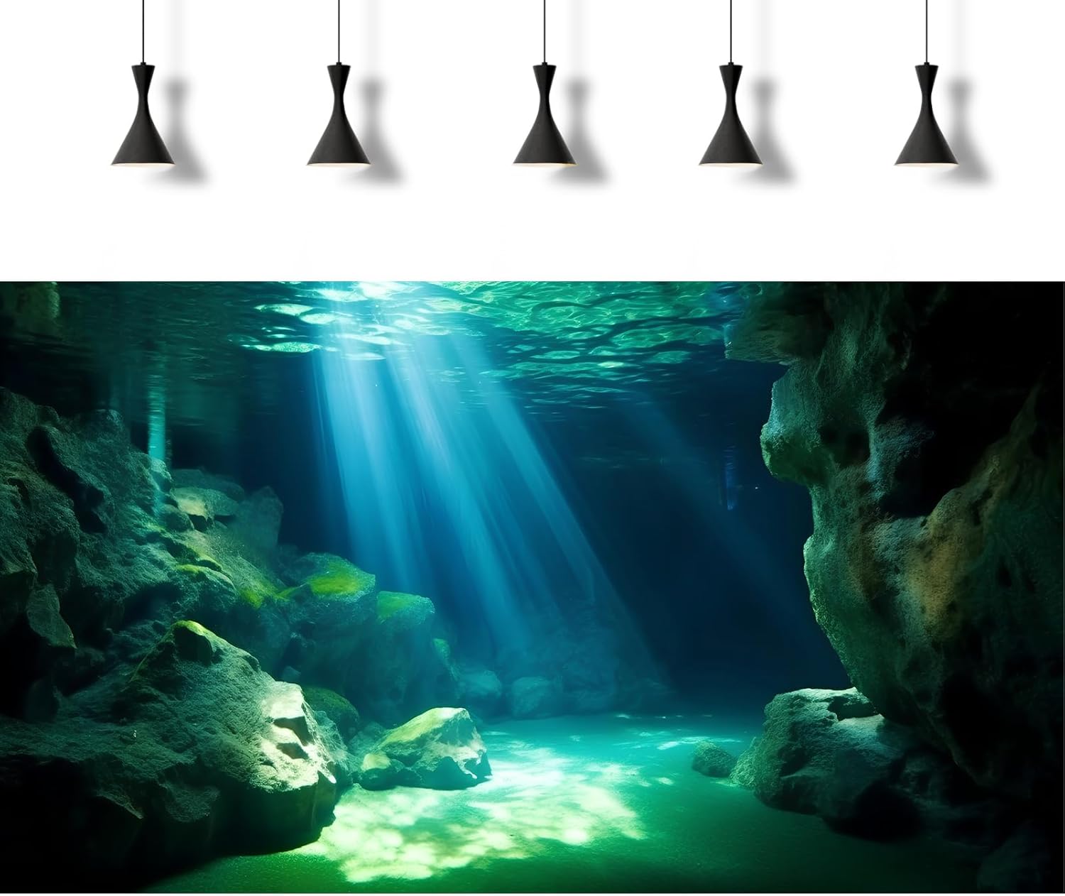 Underwater Fish Tank Background Under The Sea Cave Style Aquarium Background Ocean Floor Cave Sunlight Fish Tank Backdrop Tropical Fish Aquarium Terrarium Backgrounds Decorations 24x12in