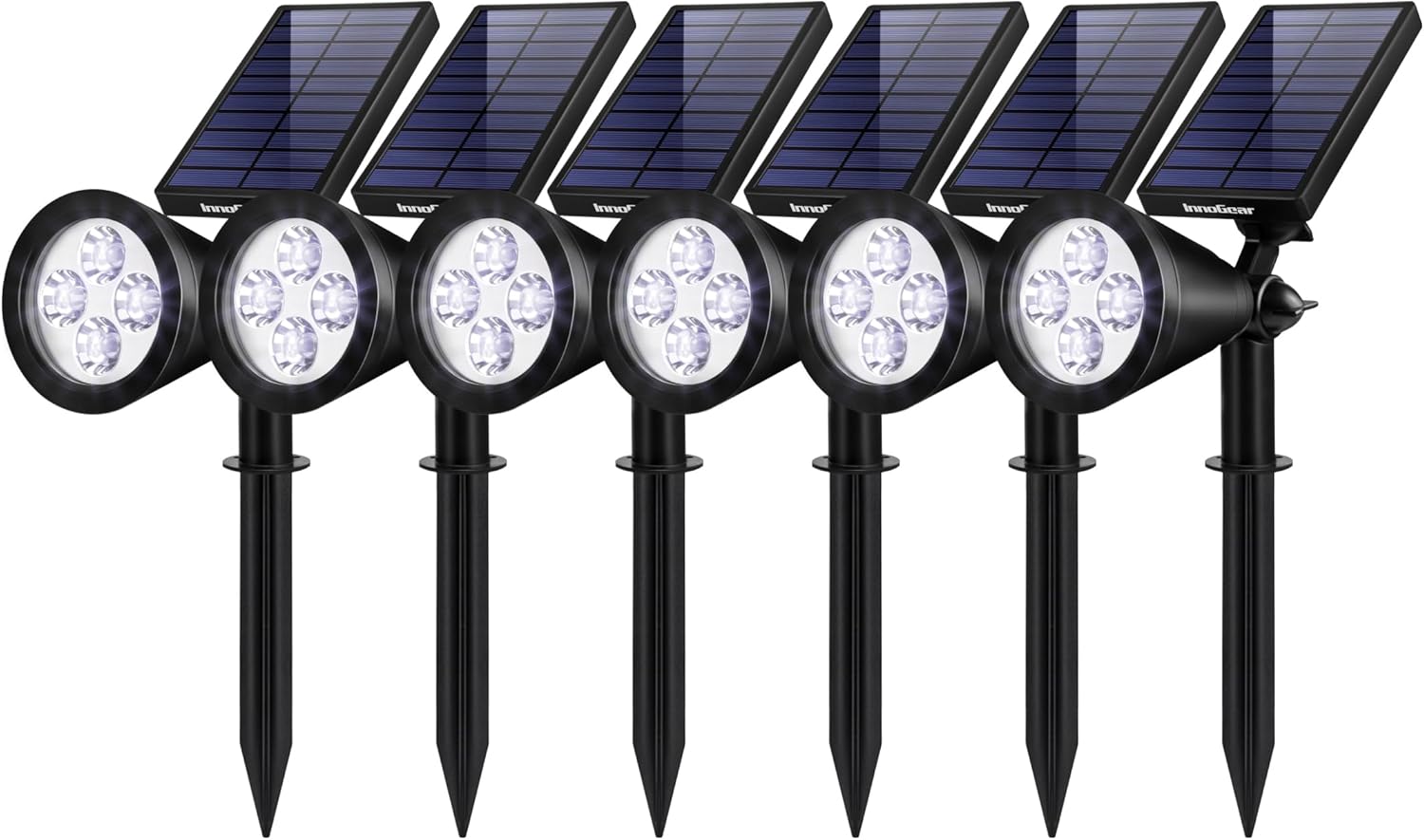 InnoGear Solar Lights Outdoor Lighting Waterproof Landscape Spotlights Uplighting for Outside Flag Garden Trees Yard Pathway Wall Auto On/Off, Pack of 6 (Cool White)