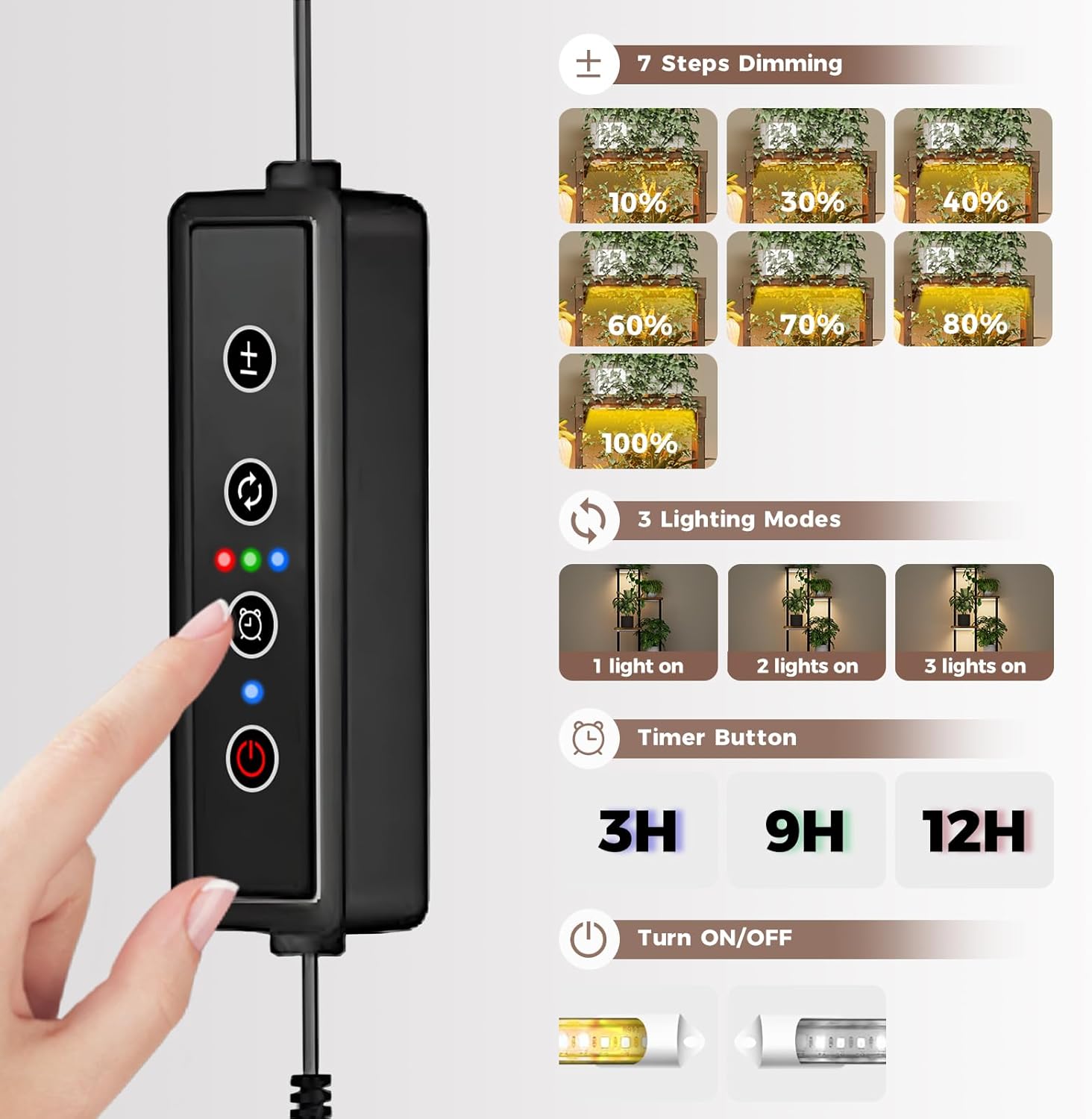 Bamworld Tall Plant Stand Indoor with Grow Light Corner Plant Stand for Indoor Plants 5 Tier Metal Wood Plant Shelf with Grow Lights for Living Room Bedroom Patio Garden Balcony Decor