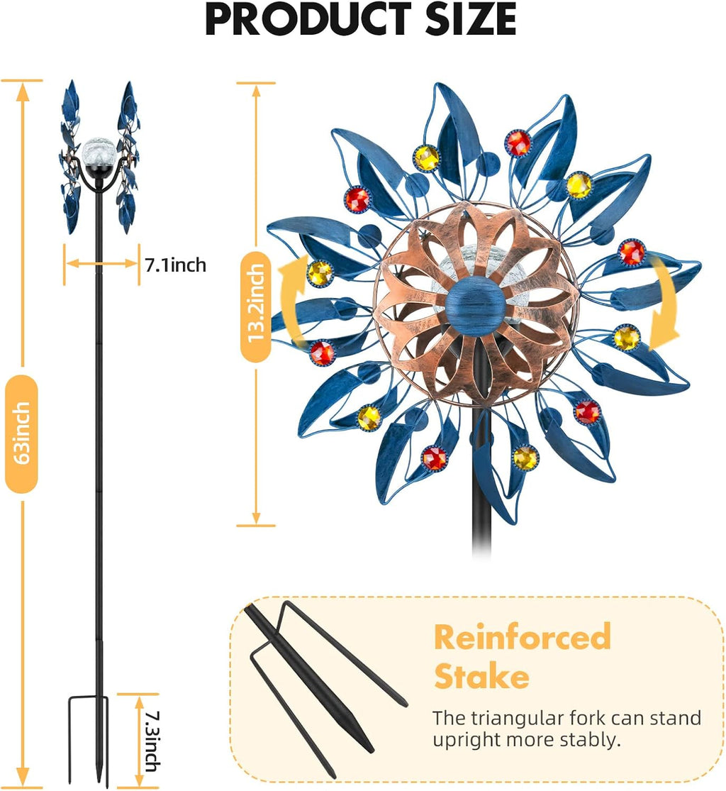 Solar Wind Spinner, Waterproof Outdoor Metal Wind Sculpture for Patio, Lawn & Garden Decor (Retro Spinner)