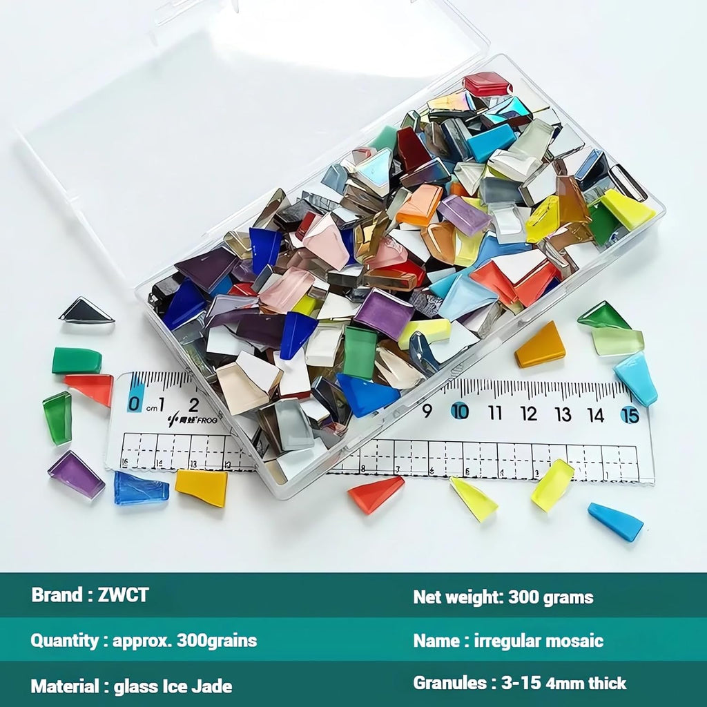 Pink Mixed Irregular Mosaic Glass Mosaic Tiles Pieces, 300 Grams Mosaic DIY Set Adult Mosaic Set, Mosaic Crafts Mosaic Making Supplies