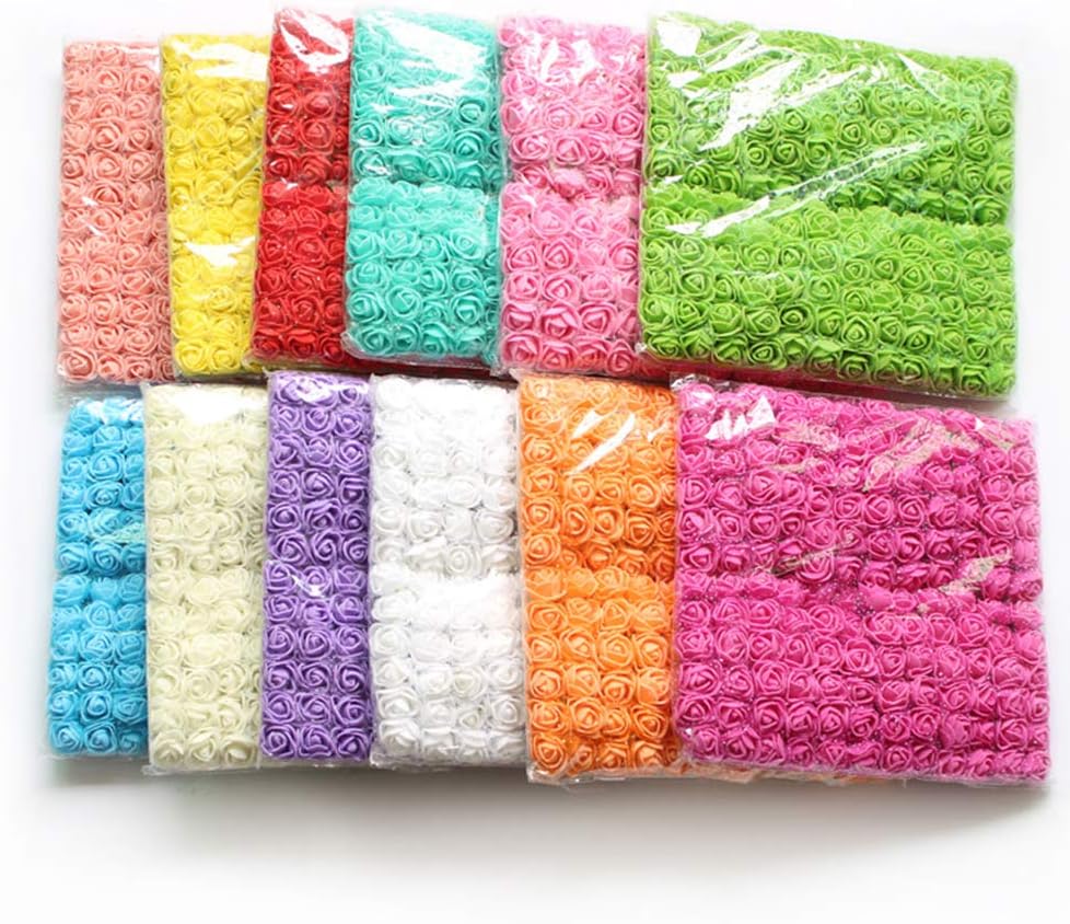 Foam Rose Fake Flowers for Crafts 144 pcs 2 cm Mini Wreaths Artificial Flower Bouquet Multicolor Rose Flower Wedding Scrapbooking Decoration Rose Fake Flower(Ivoy White)