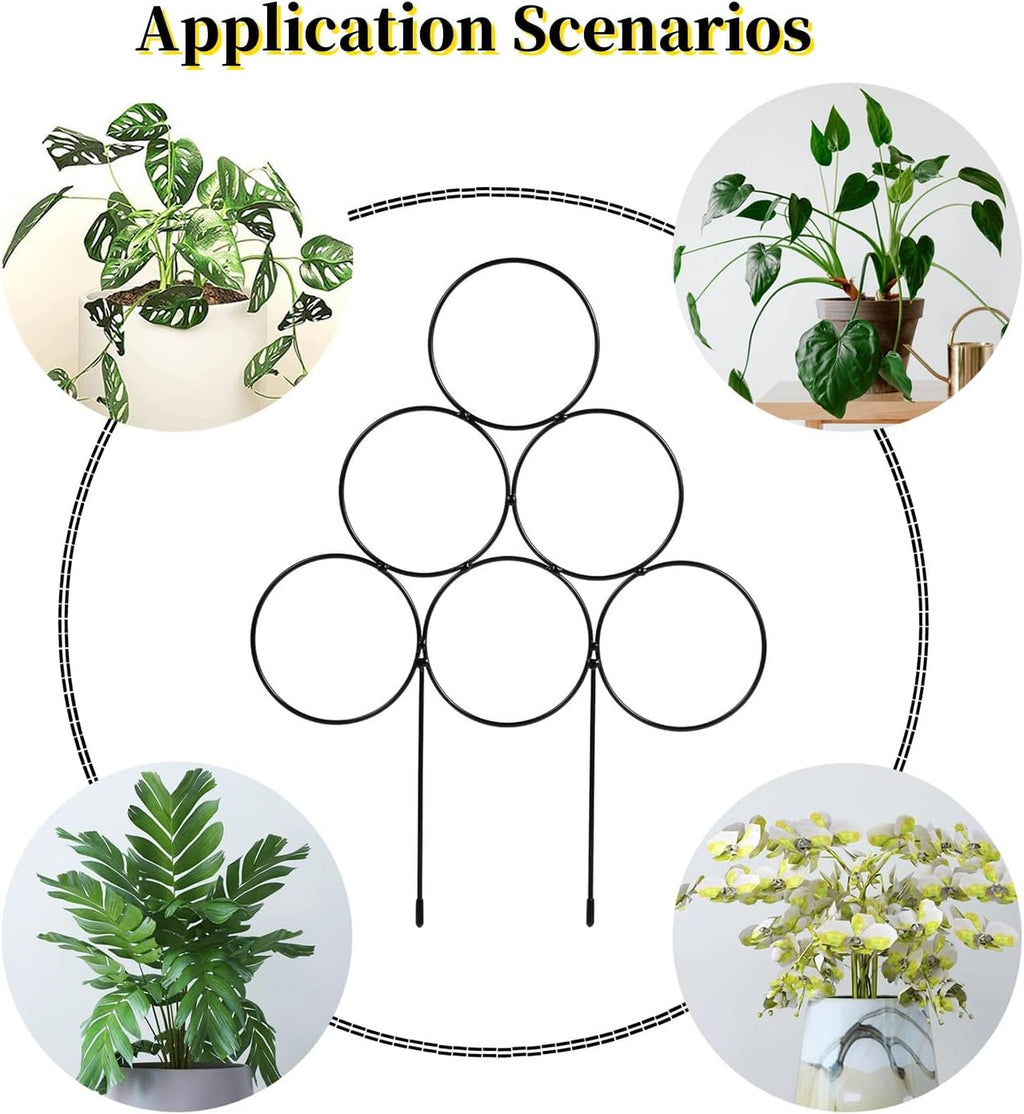Garden Plant Trellis for Indoor Plants, Stackable Metal Trellis Supports for Climbing Plants or Houseplants, 3 Pack, Black,11.8"(W) x 15.4"(H)