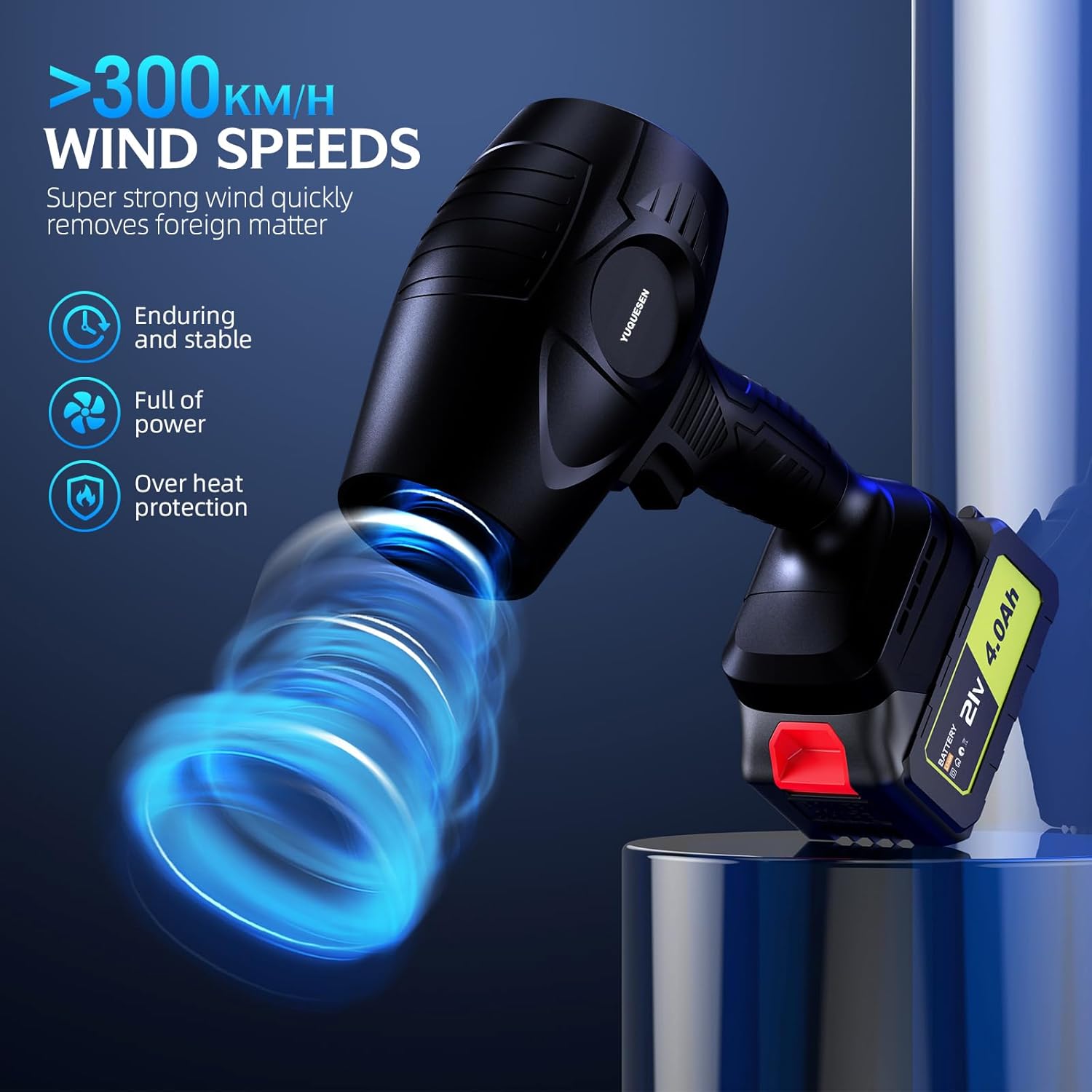 980,000 RPM Cordless Leaf Blower - 21V Electric Handheld Leaf Blower with 2×4.0Ah Batteries & Fast Charger - Lightweight for Patio, Lawn, Yard, Deck Cleaning