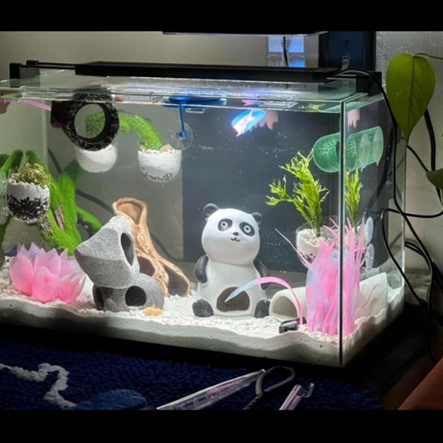 3Pcs Soft Silicone Aquarium Plants Set Glowing Kelp Fish Tank Plants Decor Artificial Pink Aquarium Plant Simulation Artificial Water Grass for Fish Tank,7.08in9.84in16.9in