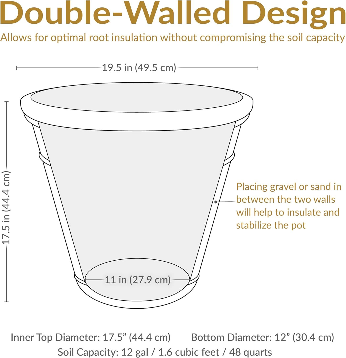 Sunnydaze 19.5-Inch Arabella Large Plant Pot - Polyresin Round Outdoor Planter with Drillable Drainage Holes - 4 Pack - Beige
