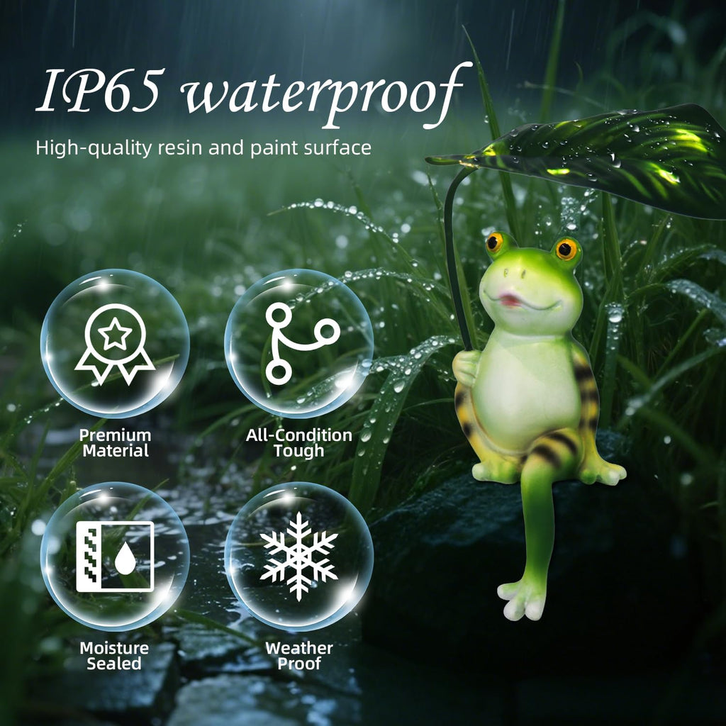 Solar Garden Statues Frog Garden Decor Figurine Lights with Umbrella for Outside,Yard Decorations Outdoor Patio Decor,Gardening Gifts for Women Mother's Day