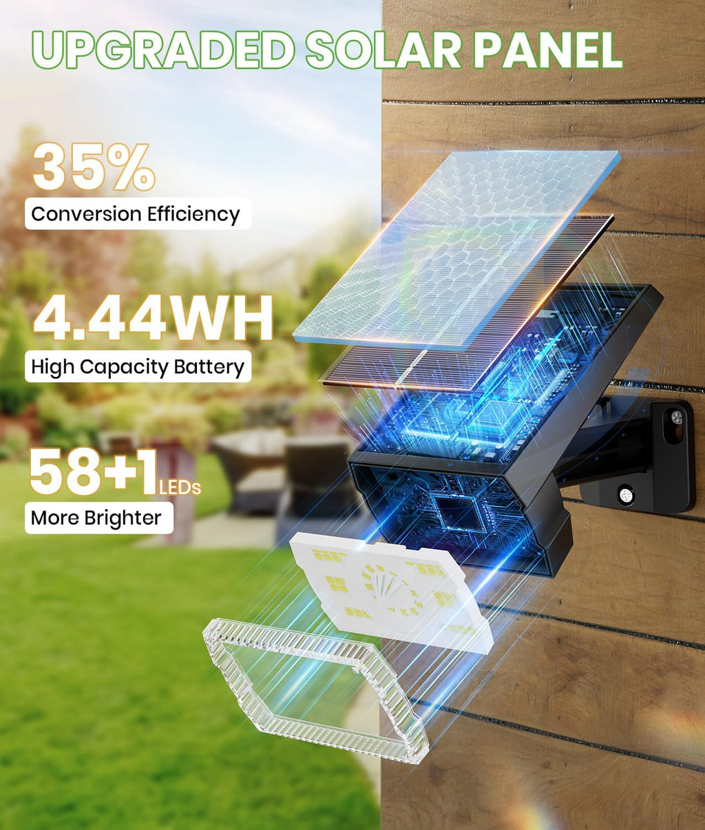 Bright Solar Spot Lights Outdoor 4 Pack, [58 LED/12000K/3 Modes] Solar Lights Outdoor Waterproof IP67, Auto On/Off, 2-in-1 Wall Light Flood Light for Tree Yard Garden Pathway