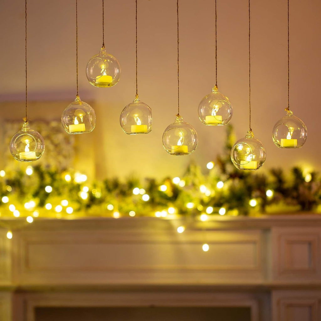 Sziqiqi 3.15" Glass Globes Glass Bulbs Hanging Tea Light Holder Terrarium Container Wedding Centerpiece Backyard Decoration Christmas Ornaments 20pcs+4 Extra