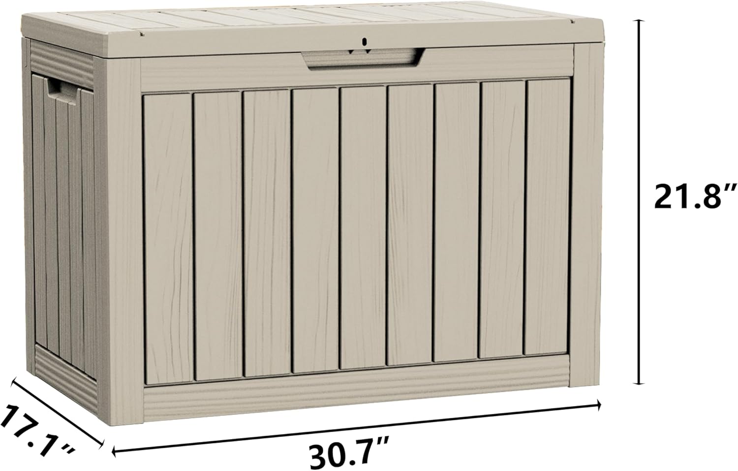 45 Gallon Patio Storage Box - Waterproof Deck Box for Outdoor Toys, Space-Saving Resin Chest with Lock for Cushions & Pool Gear, UV-Resistant, Ash Grey