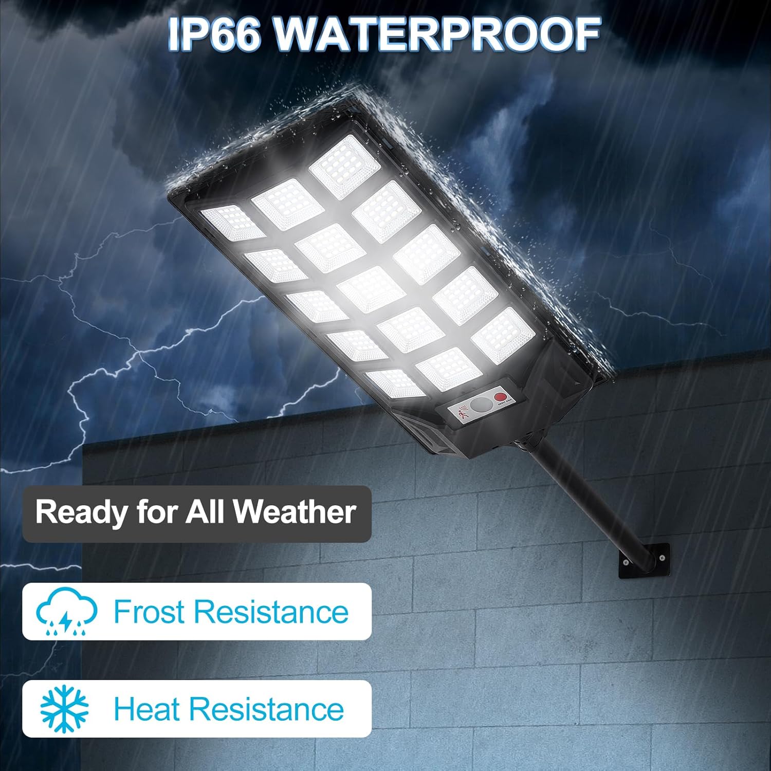 Solar Lights Outdoor,IP66 Waterproof Solar Street Lights with Motion Sensor & Remote,6500K Dusk to Dawn Street Lamps for Parking Lot/Yard/Garden(2 Pack)