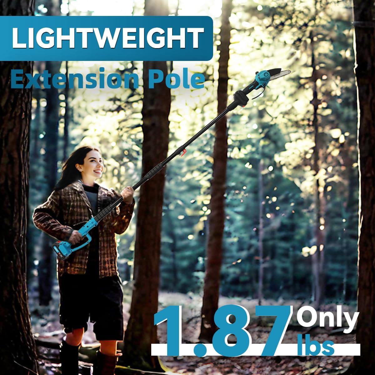 Electric Pole Saws for Tree Trimming,2-In-1 Mode Wireless Pole Saw for Cutting Branches and Wood,with Portable Bag and 2-20V 2A Battery