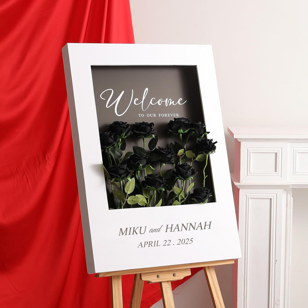 Hawesome 12PCS Artificial Silk Flowers Realistic Roses Bouquet Long Stem for Home Wedding Decoration Party (Black-1)