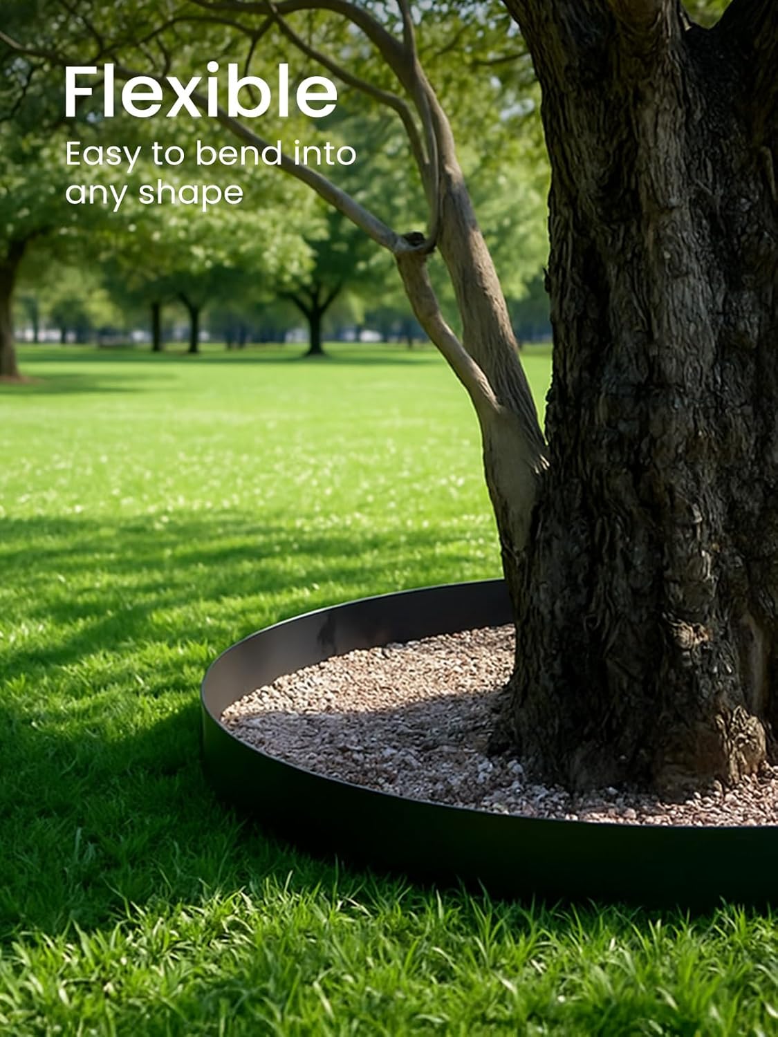 GROWNEER 66FT Landscape Edging Flexible 2 inch Tall Garden Border with 60pcs Galvanized Steel Anchoring Spikes and Hammer Lawn Edging Kit for Flower Bed, Pathway, Landscaping Project, Black