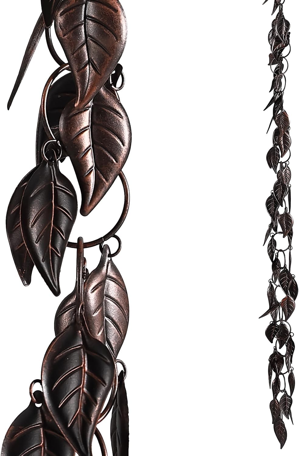 8.5 FT Rain Chain, Leaves Rain Chains for Gutters and Downspouts, Decorative Rain Chains for Outside, Metal Rain Catcher Gutter Chain Downspout, Decorate Your House and Garden, Antique Copper