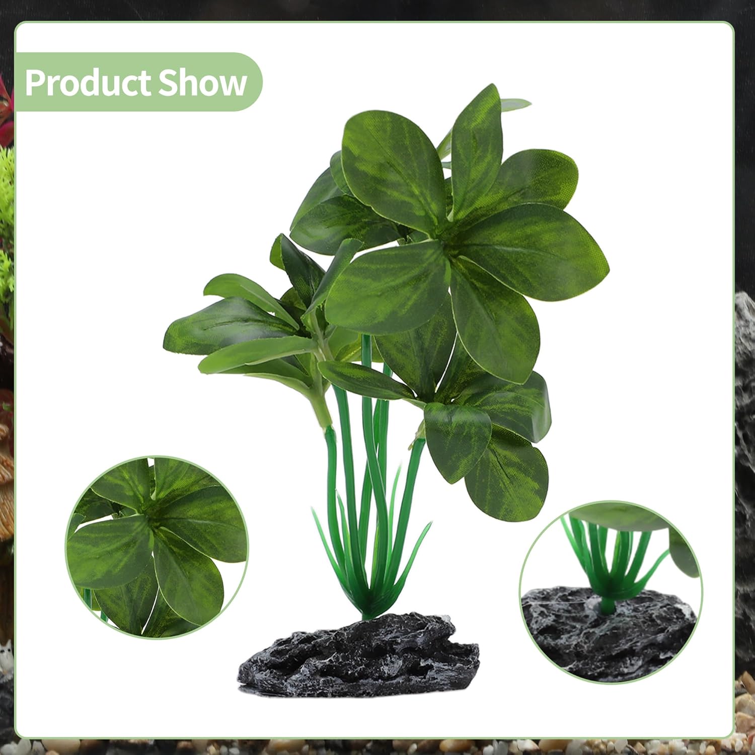 Aquarium Plastic Plants, Reptile Plant Decoration, Aquatic Plant Resin Decor, Betta Fish Tank Realistic Plants for Aquarium, 7.28" Height, Green