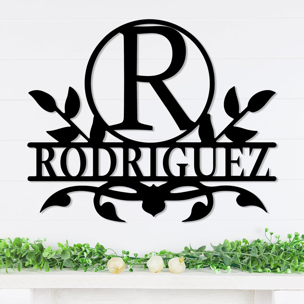 Personalized Metal Name Sign, Custom Monogram Wall Decor, Family Name Sign, Various Sizes & Colors, Steel, 12 inches