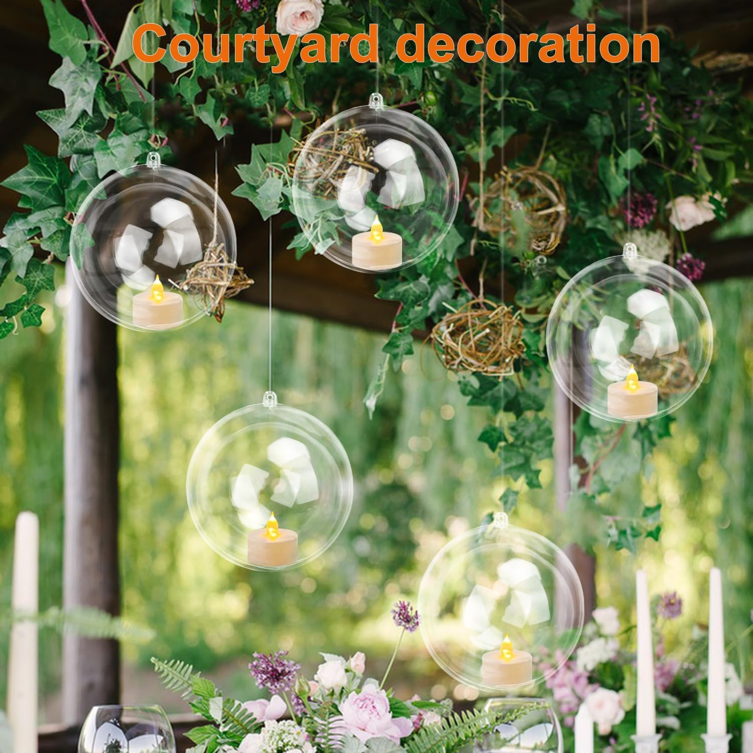 40 Pcs 4 Inch Clear Acrylic Fillable Balls, Christmas DIY Fillable Ornaments Balls, Acrylic Ornaments Ball for Christmas, Holidays, Weddings, Parties, and Home Decor