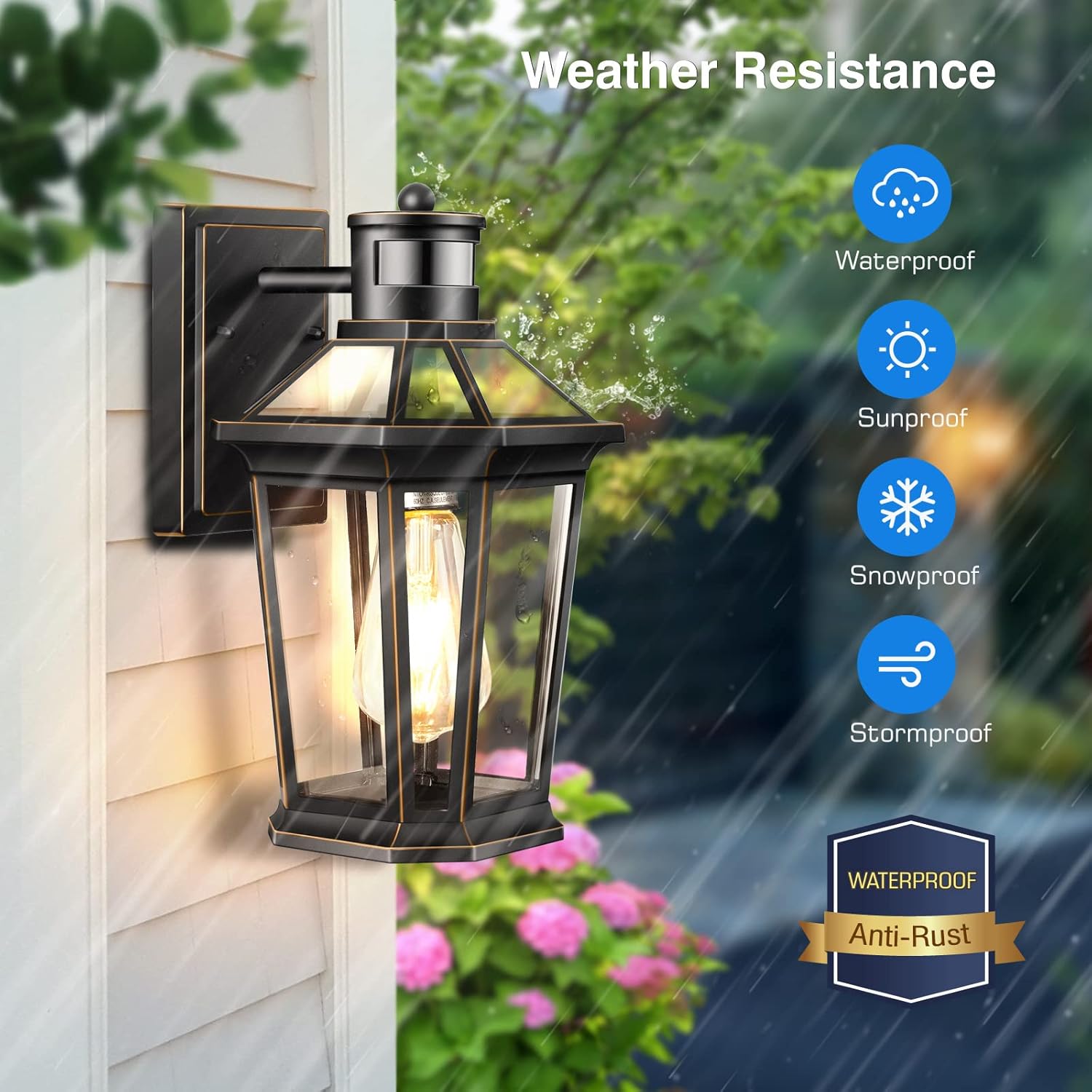 VIANIS Motion Sensor Exterior Light Fixture, 2 Pack Dusk to Dawn Outdoor Light Wall Mount, Anti-Rust Aluminum Outside House Lights, Farmhouse Coach Lantern for Porch, Entryway, Garage, Front Door