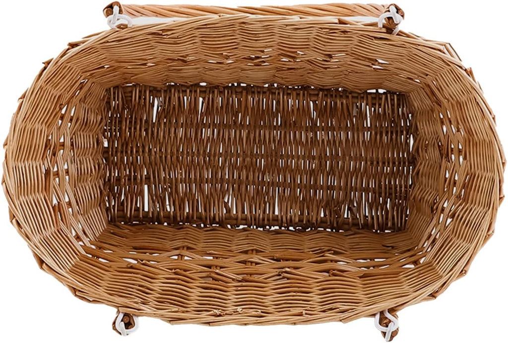 YAHUAN Rectangular Wicker Storage Baskets with Collapsible Handles, Hand Woven Wicker Basket for Shopping Picnic Garden Easter Candy