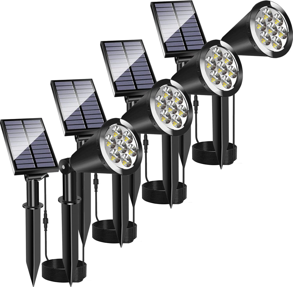 MEIHONG Solar Spot Light Outdoor, Waterproof Solar LED Landscape Lights Dusk to Dawn, 2-in-1 Solar Spotlight Solar Powered Accent Lights for Garden Porch Walkway Patio (4 Pack)