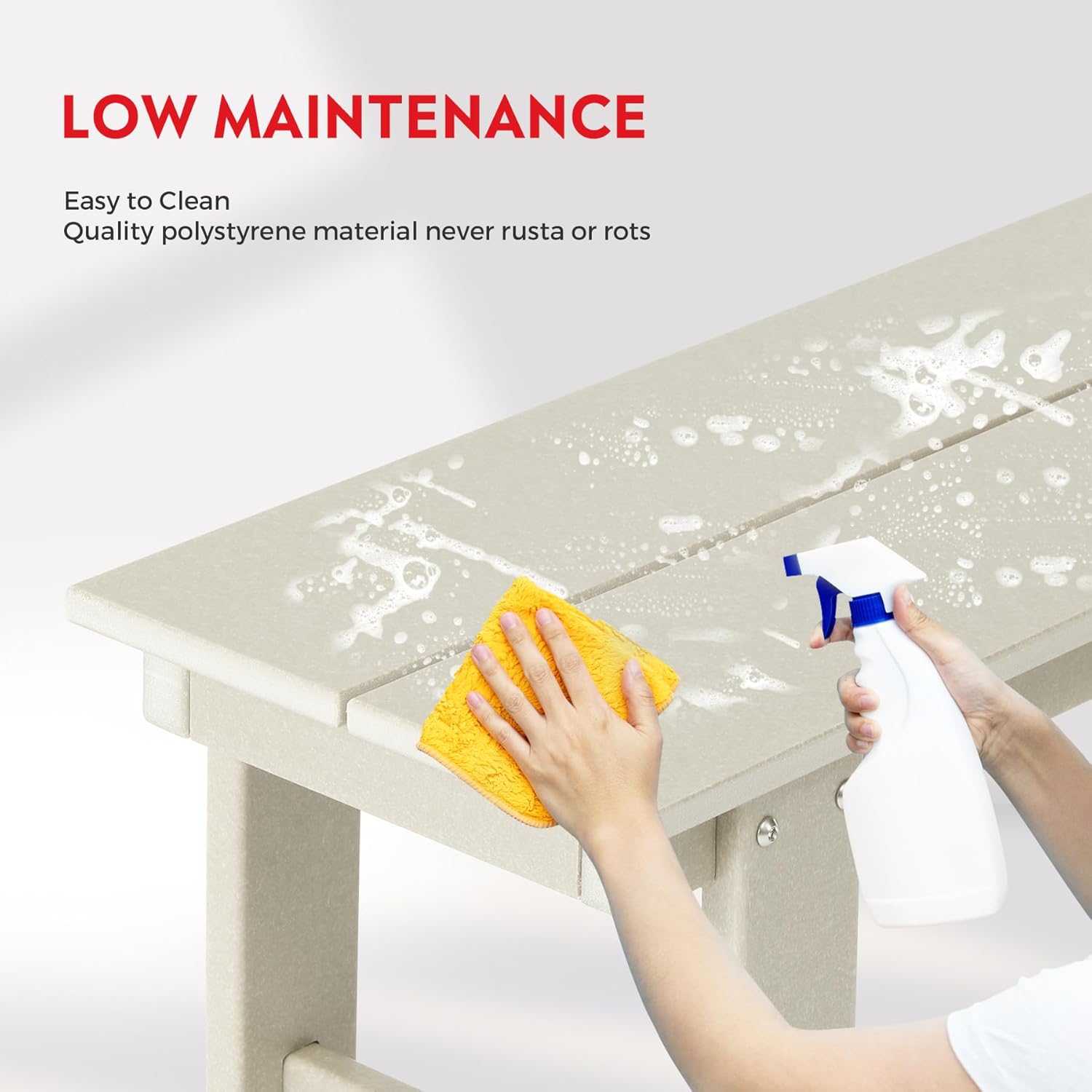 Garden Bench, Front Porch Bench Entryway Park Bench, Patio Backless Garden Seat for Outdoors/Indoor, Low Farmhouse Bench, Sand